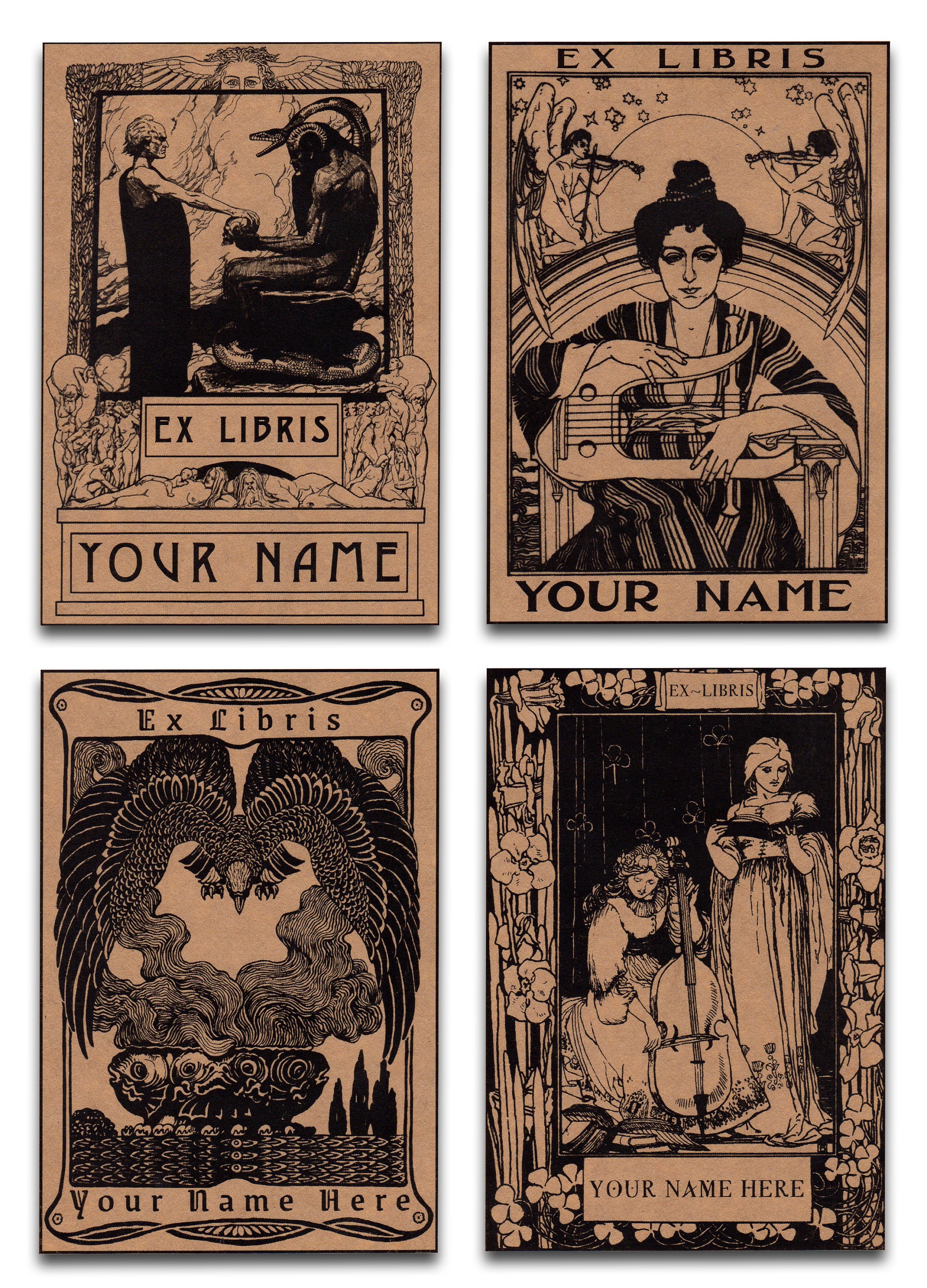 Vintage Style, Personalized, Large 'ex-libris', Self Adhesive Bookplate ...