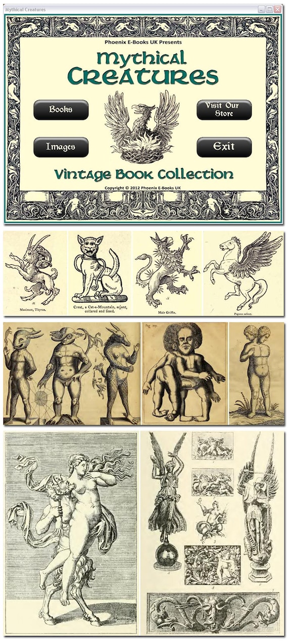 MYTHICAL CREATURES 24 Vintage Books Pdf 650 Hi-res Images on - Etsy Finland