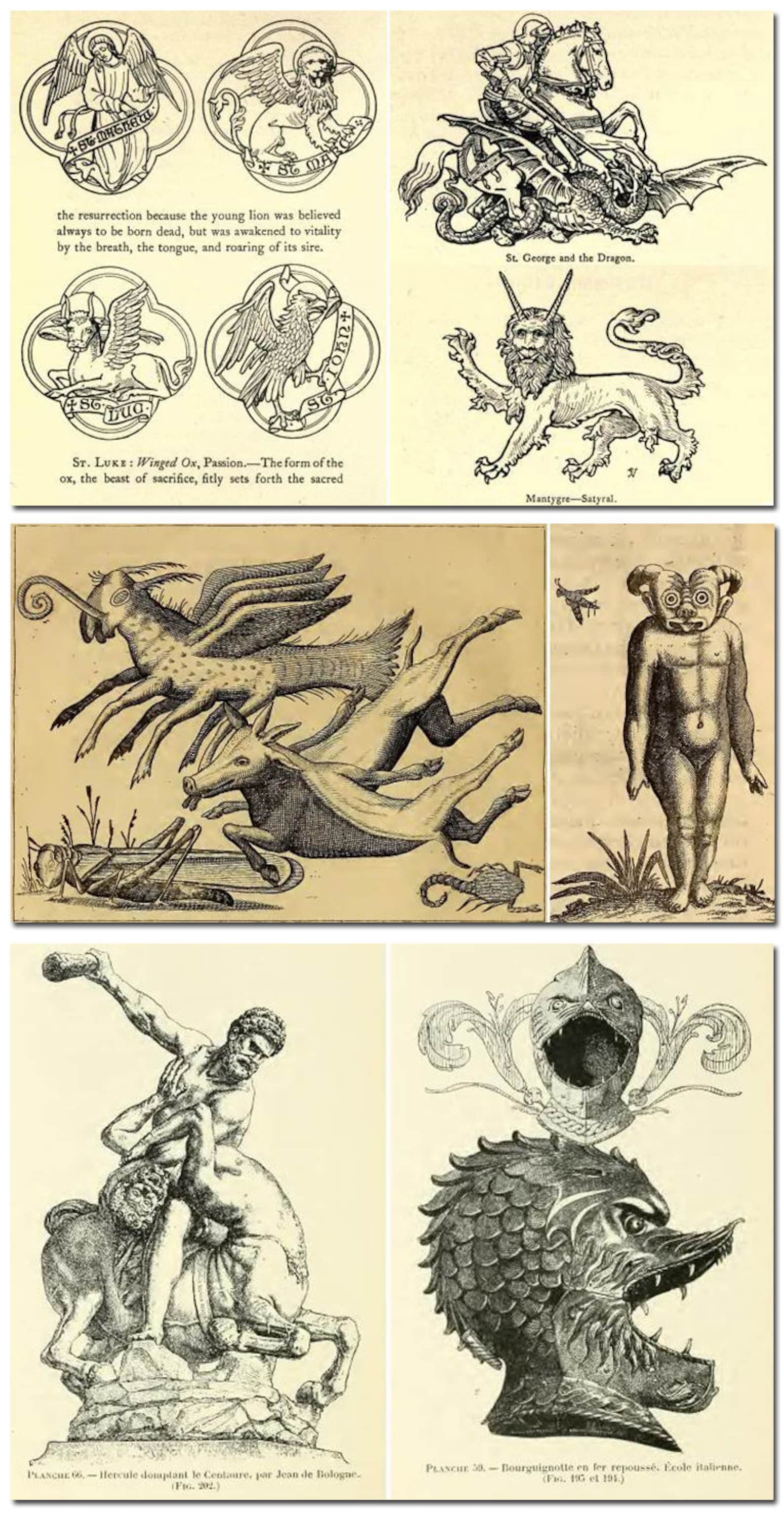 MYTHICAL CREATURES 24 Vintage Books Pdf 650 Hires Images on Etsy