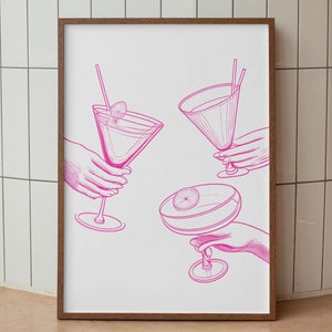 Roze bar kar print bar kar decor proost print retro keuken muur kunst bar kar kunst trendy muur kunst digitale print