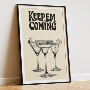 Vintage keep em coming print bar kar decor proost print retro keuken muur kunst bar kar kunst trendy muur kunst digitale print digitale download
