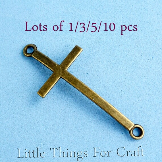 BULK 30 Cross connector charms antique silver tone C64