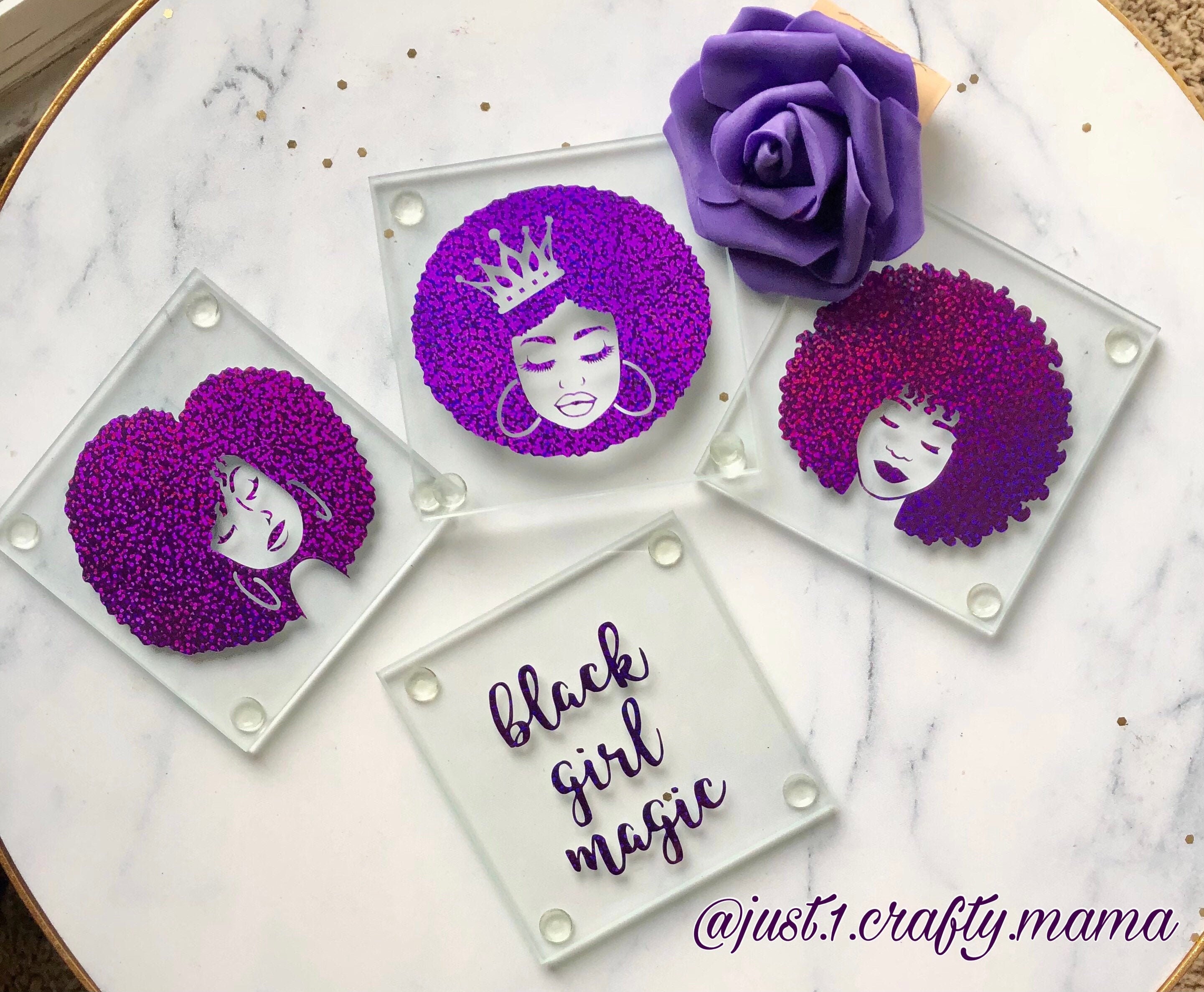 Black girl magic decor coaster set housewarming gift Etsy