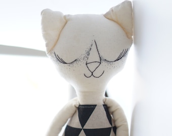 cat art doll, cat decor, cat decor fir home, cat decoration, cat doll, cat lovers gift, cat plush, cat toy, gift for cat lovers, textile art