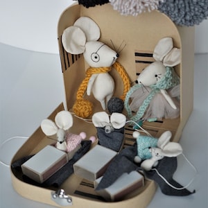 mouse, topo di famiglia, topo di tessuto, topo di cotone, giocattolo del mouse, topo in miniatura, animale di peluche, bambola di arte bambola, creatura della bambola d&#39;arte, piccola bambola