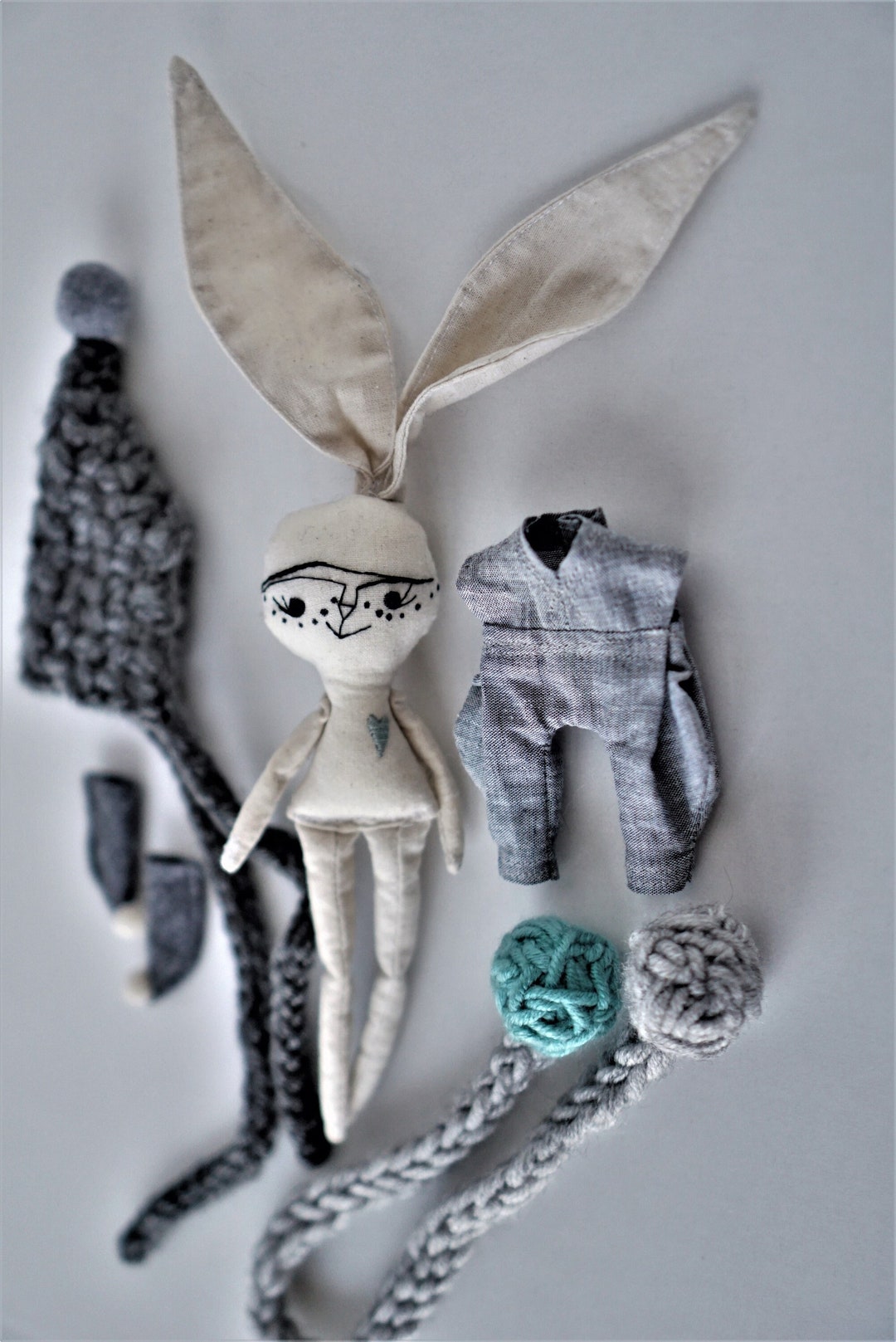 Handmade Tiny Bunny Doll, OOAK Rabbit, Textile Hare - Etsy