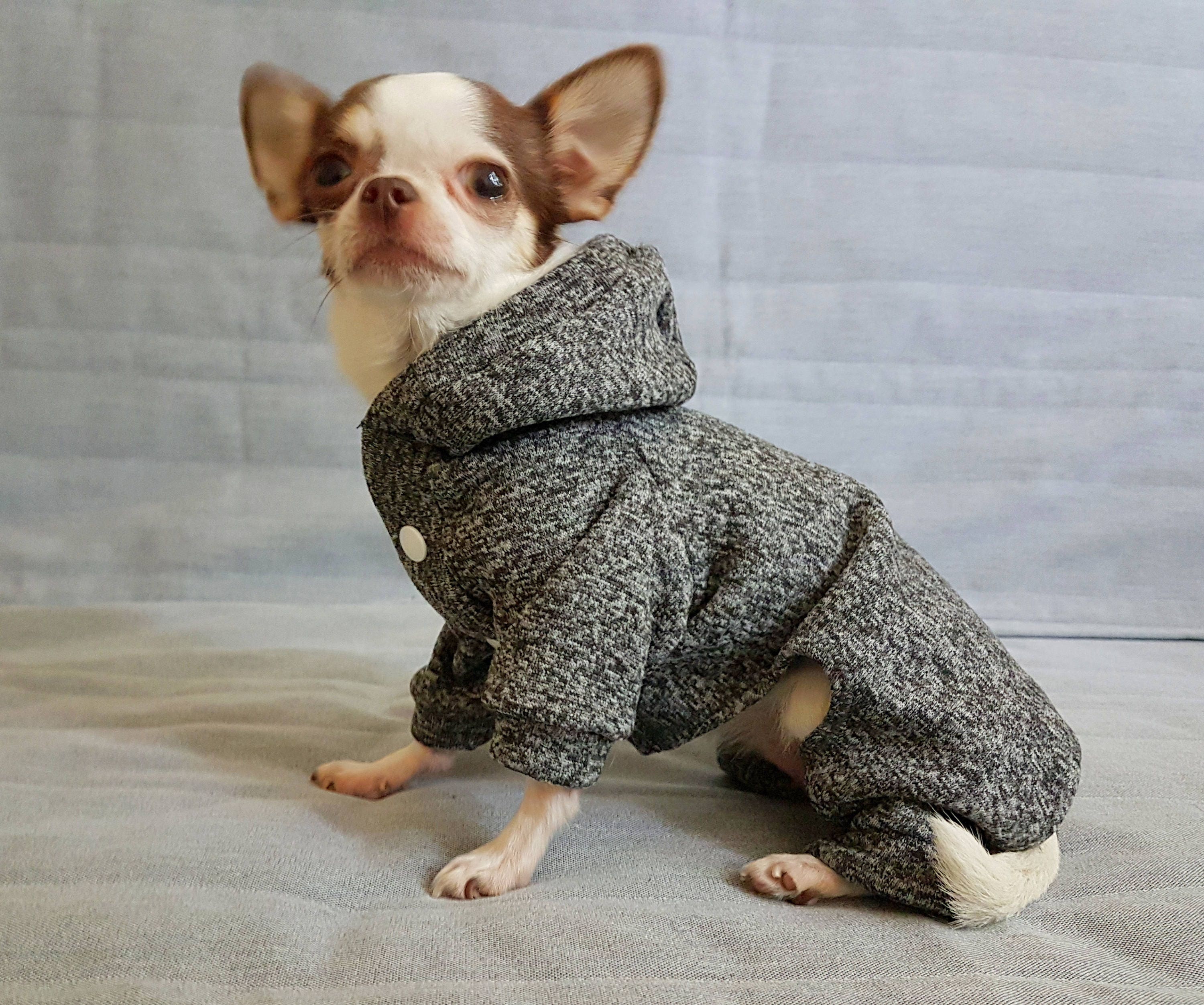 Grey dog sweater grey fleece dog hoodie coat dog bottom Etsy