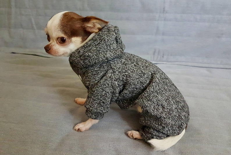 Grey dog sweater grey fleece dog hoodie coat dog bottom Etsy