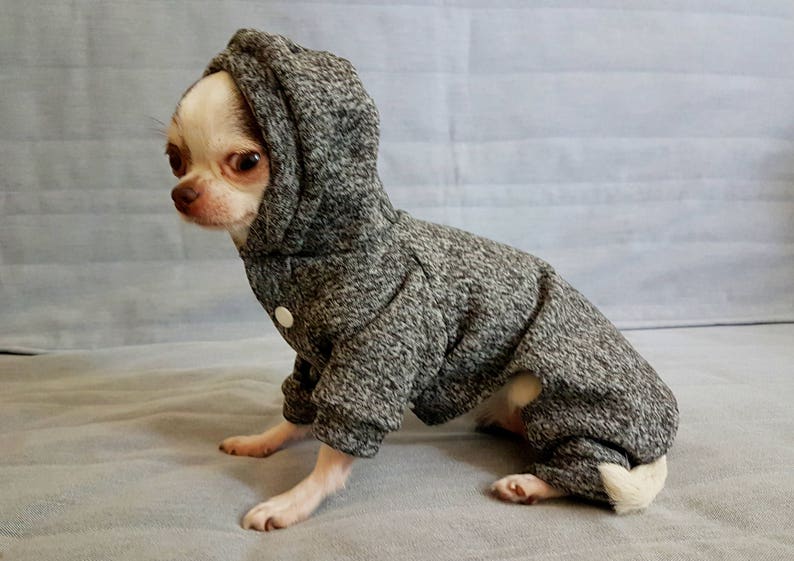 Grey dog sweater grey fleece dog hoodie coat dog bottom Etsy