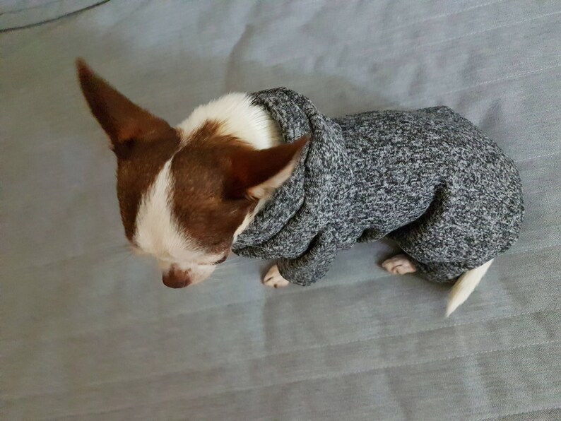 Grey dog sweater grey fleece dog hoodie coat dog bottom Etsy