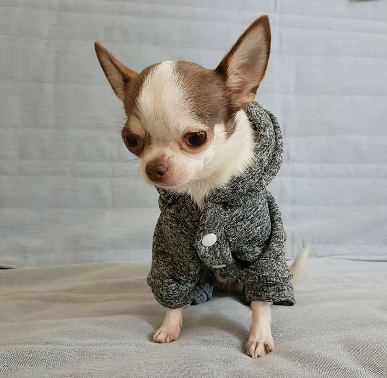 Grey dog sweater grey fleece dog hoodie coat dog bottom Etsy