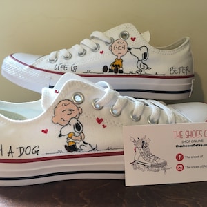 Converse All Snoopy Sneakers Hand Painted Custom Snoopy Etsy