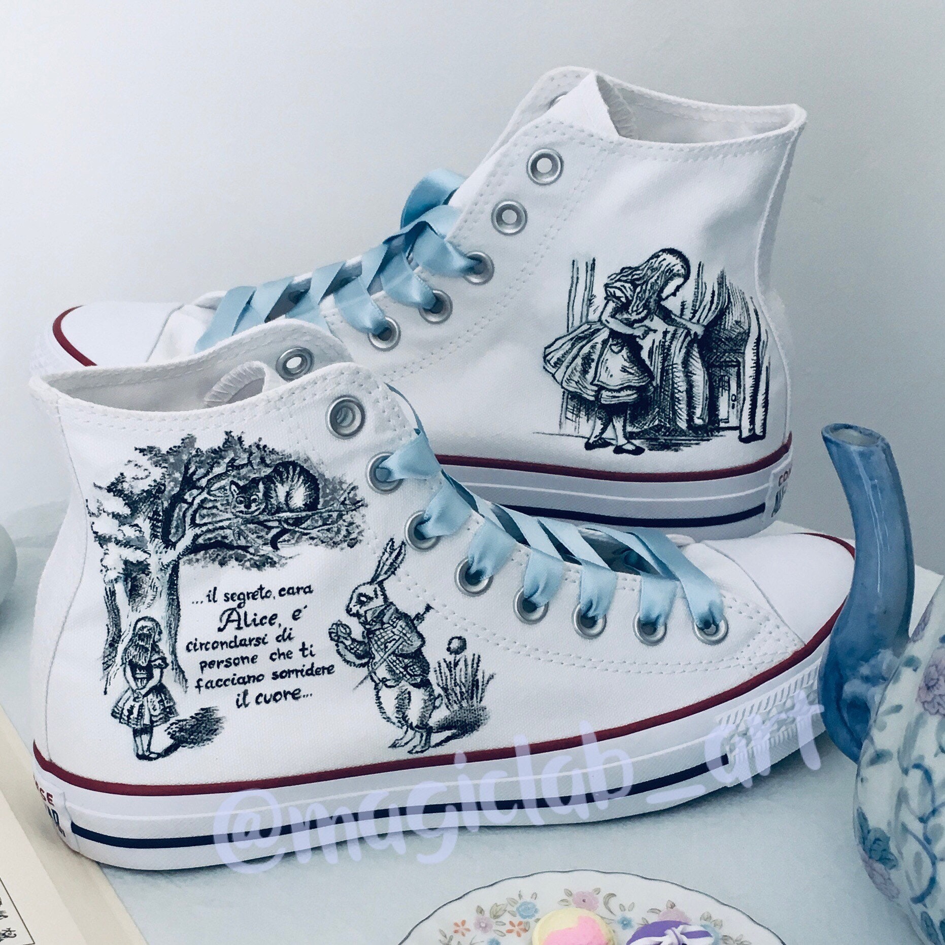 Hand-painted Converse All Star Sneakers Alice in - Etsy