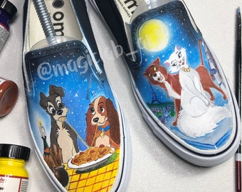 Vans, hand-painted Disney custom,  Lady and the Tramp, The Aristocats