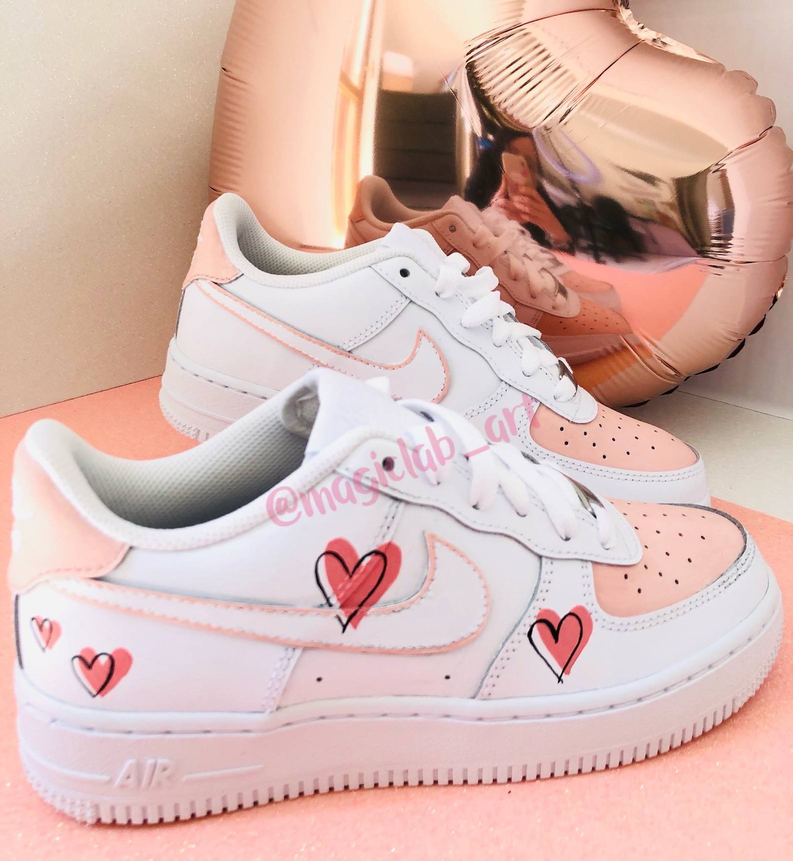 custom heart air force 1