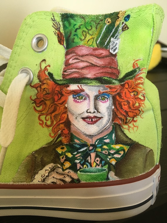 Converse All Stars, Mad Hatter, Hand-painted, Alice in Wonderland