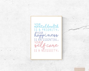 Mental Health and self care A4 Poster|