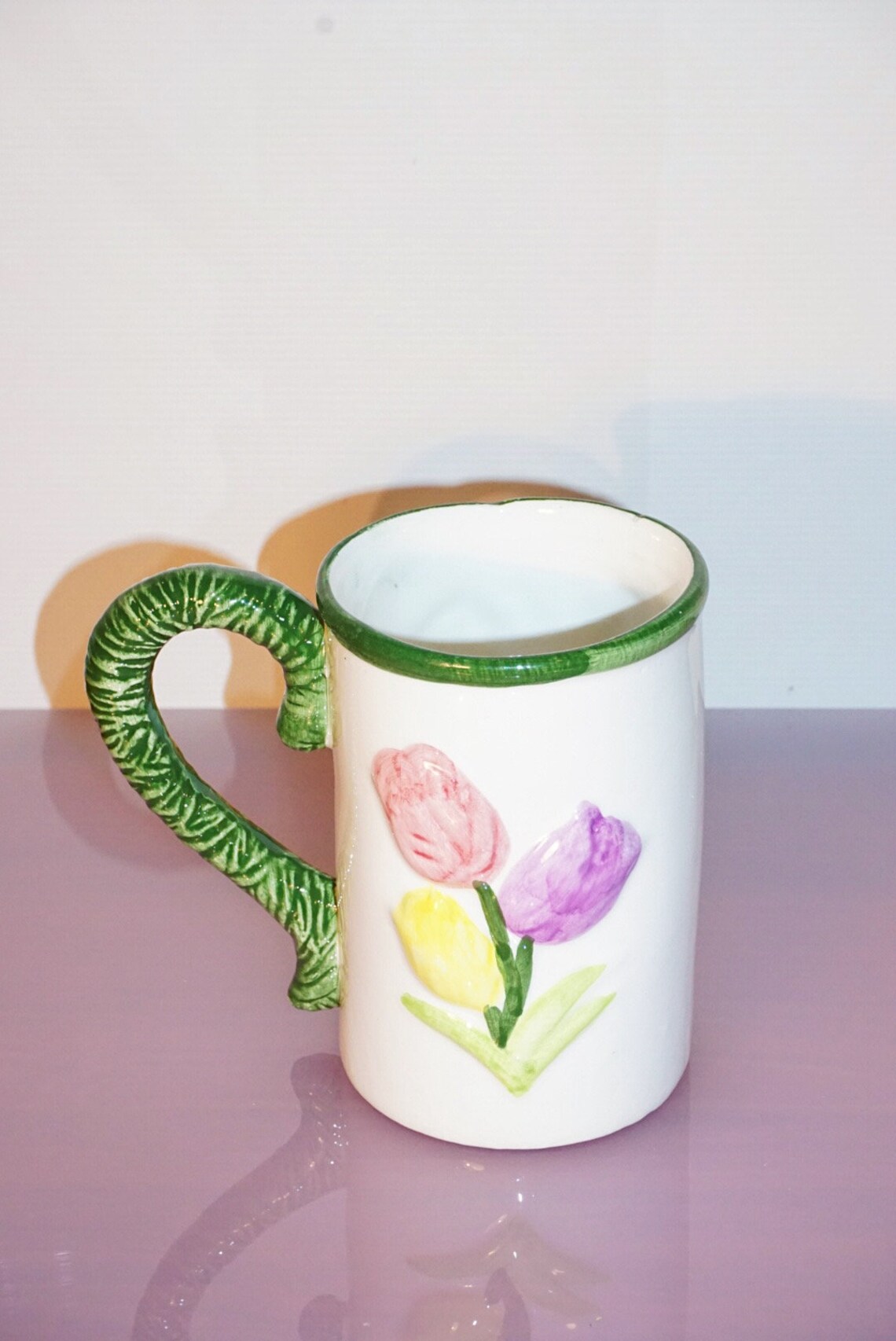 Vintage Hand Painted Floral Tulip Coffee Or Tea Cups Colorful Etsy