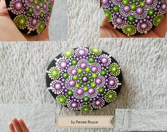 Mandala Stone Hand Painted Painted Rock Meditation