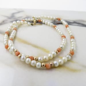 9ct Gold Coral & Pearl Necklace