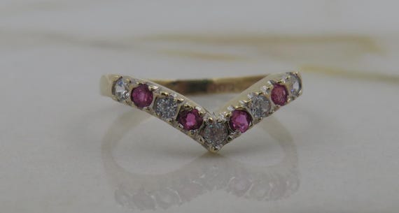 9ct Yellow Gold Ruby CZ Ring - image 4