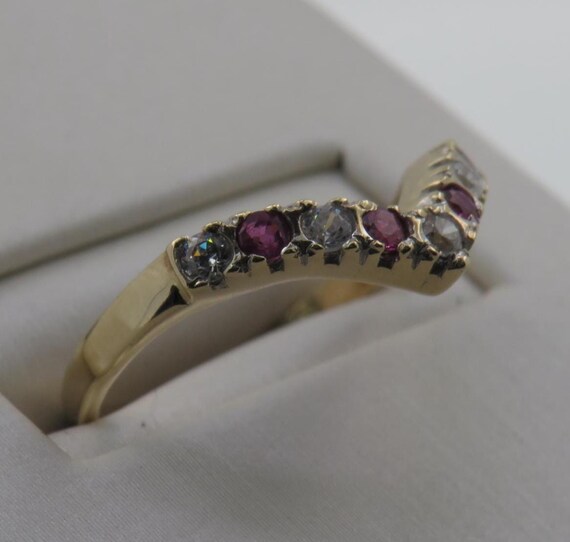 9ct Yellow Gold Ruby CZ Ring - image 2