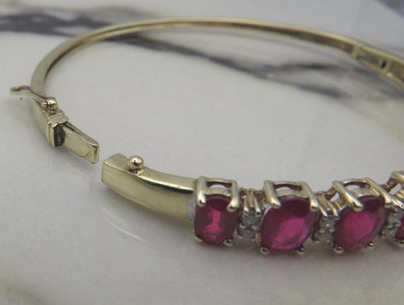 9ct Gold Ruby & Diamond Bangle - image 4