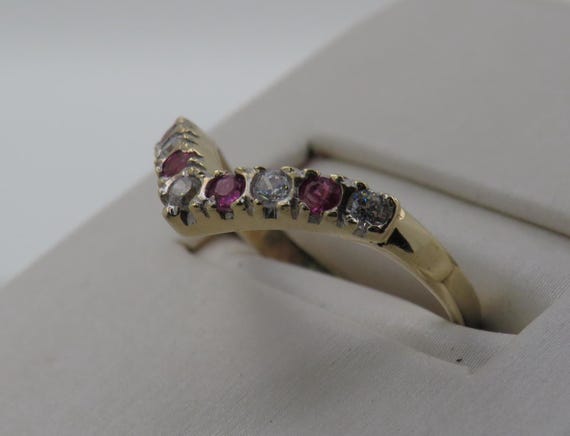 9ct Yellow Gold Ruby CZ Ring - image 3