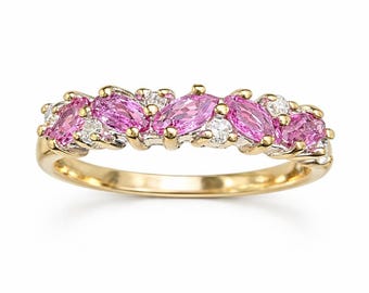 9ct Gold Pink Sapphire & Diamond Ring
