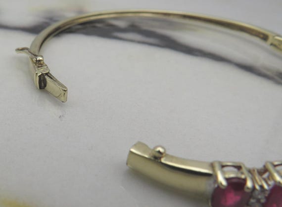 9ct Gold Ruby & Diamond Bangle - image 3