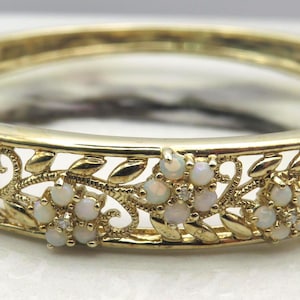 9ct Gold Opal & Diamond Bangle