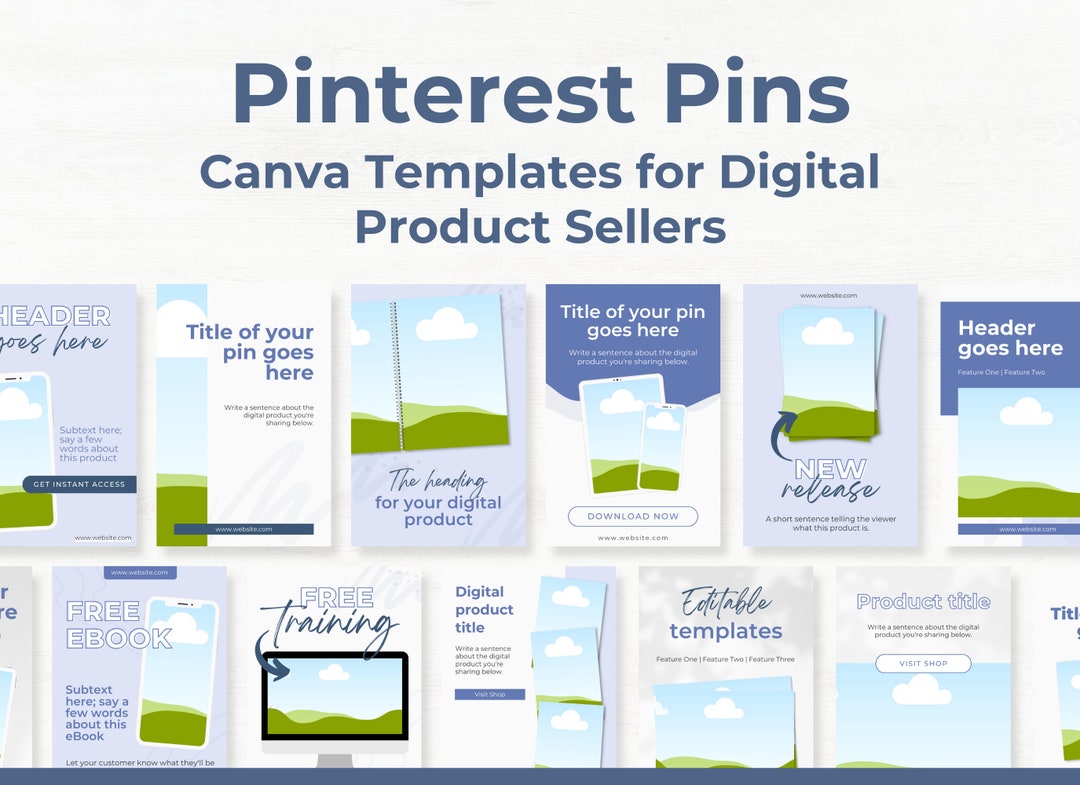 Pinterest Templates for Digital Product Sellers Editable Canva ...