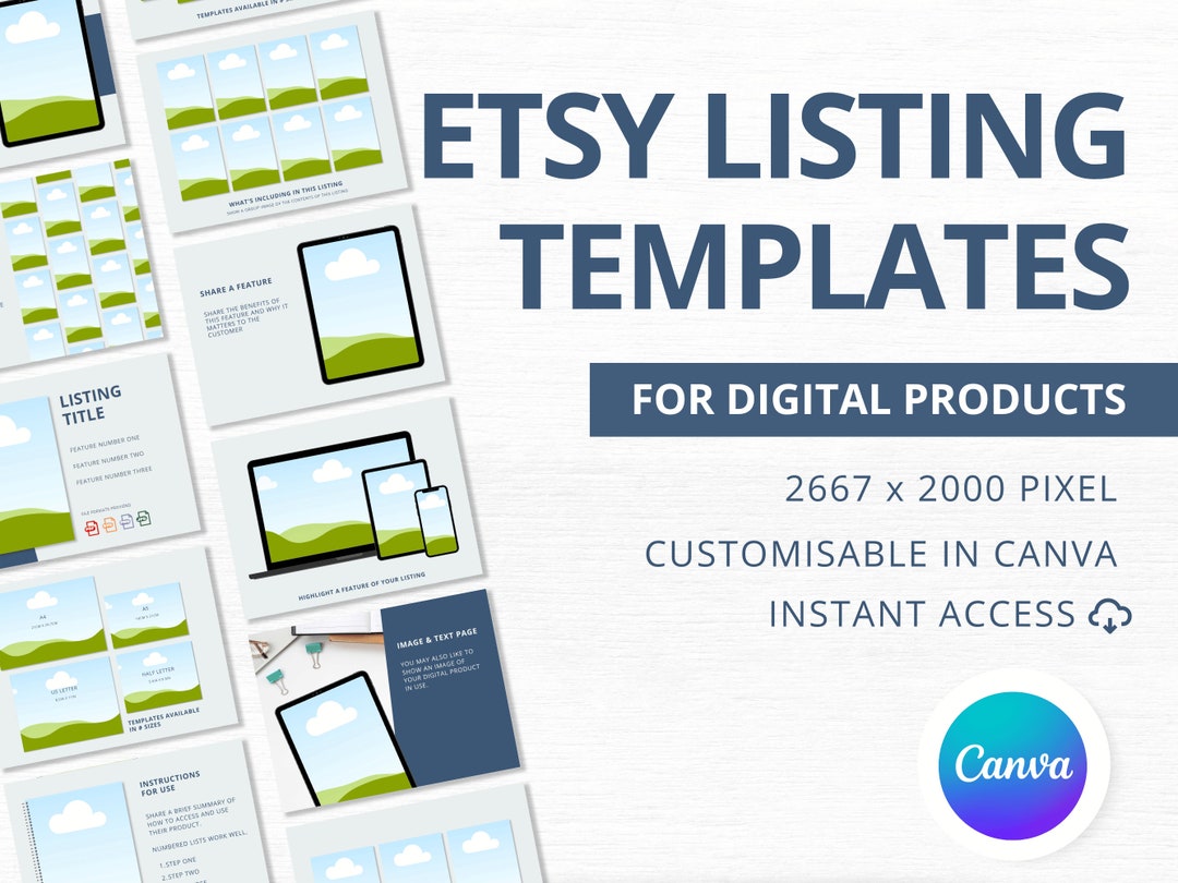 30 Etsy Listing Template, Listing Mockup for Canva, Listing for Etsy ...