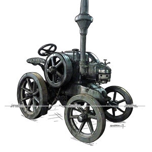 Vintage Old Vintage Tractor Lanz Bulldog HM-8, Digital Cartoon Painting,  PNG and JPG Download