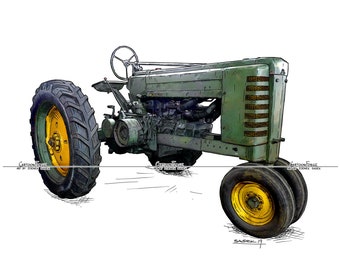John Deere A Tractor PNG: Vintage Green Farm Cartoon (Digital Download)
