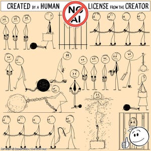 Stick Figure Chains and Prison Clipart: Stickman SVG, PNG, EPS (Digital Download)