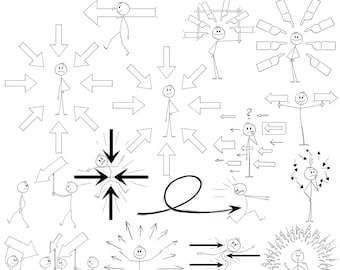 Stickman with Pointing Arrow Clipart (svg, eps, png, jpg Digital Download)