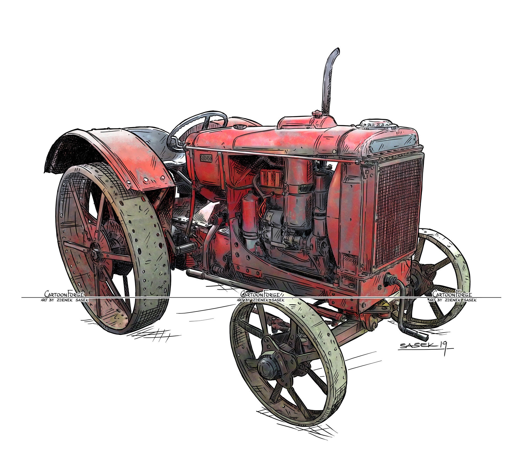 Vintage Red Old Tractor Mccormick-deering W-14 Digital - Etsy
