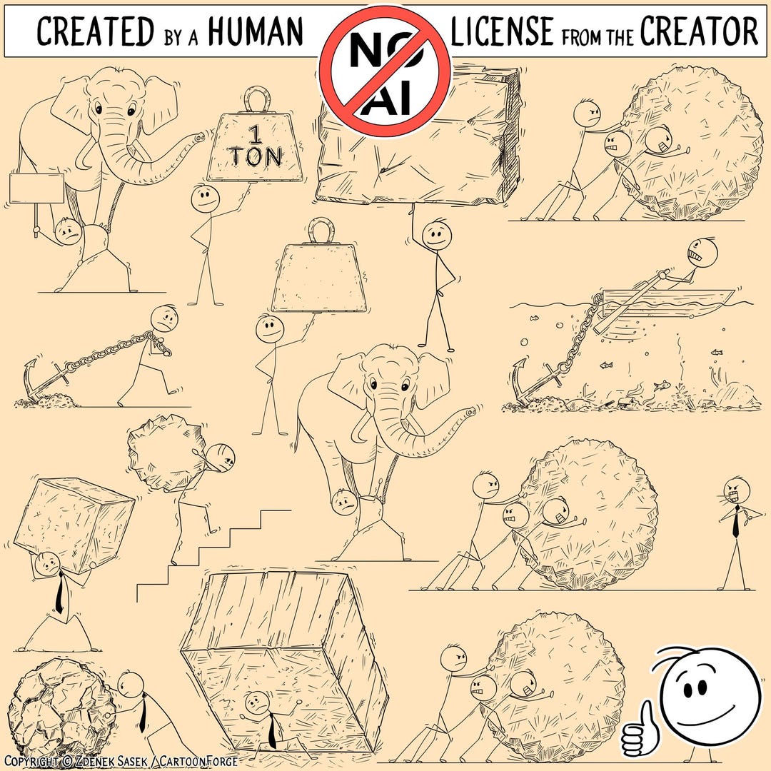 Stick Figure Carryng the Burden, Load or Overloaded Clipart: Stickman ...