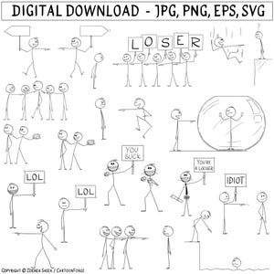 Psicologia delle figure stilizzate, ridicolo, scherno e derisione: Stickman SVG, PNG, EPS (Download digitale)