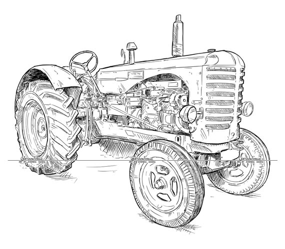 Vintage Old Tractor Massey-harris 745 Ii Digital Cartoon - Etsy
