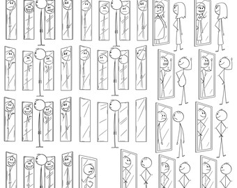 Stick Figure Mirror Images: Psychology Art (Digital Download, 17 Files)