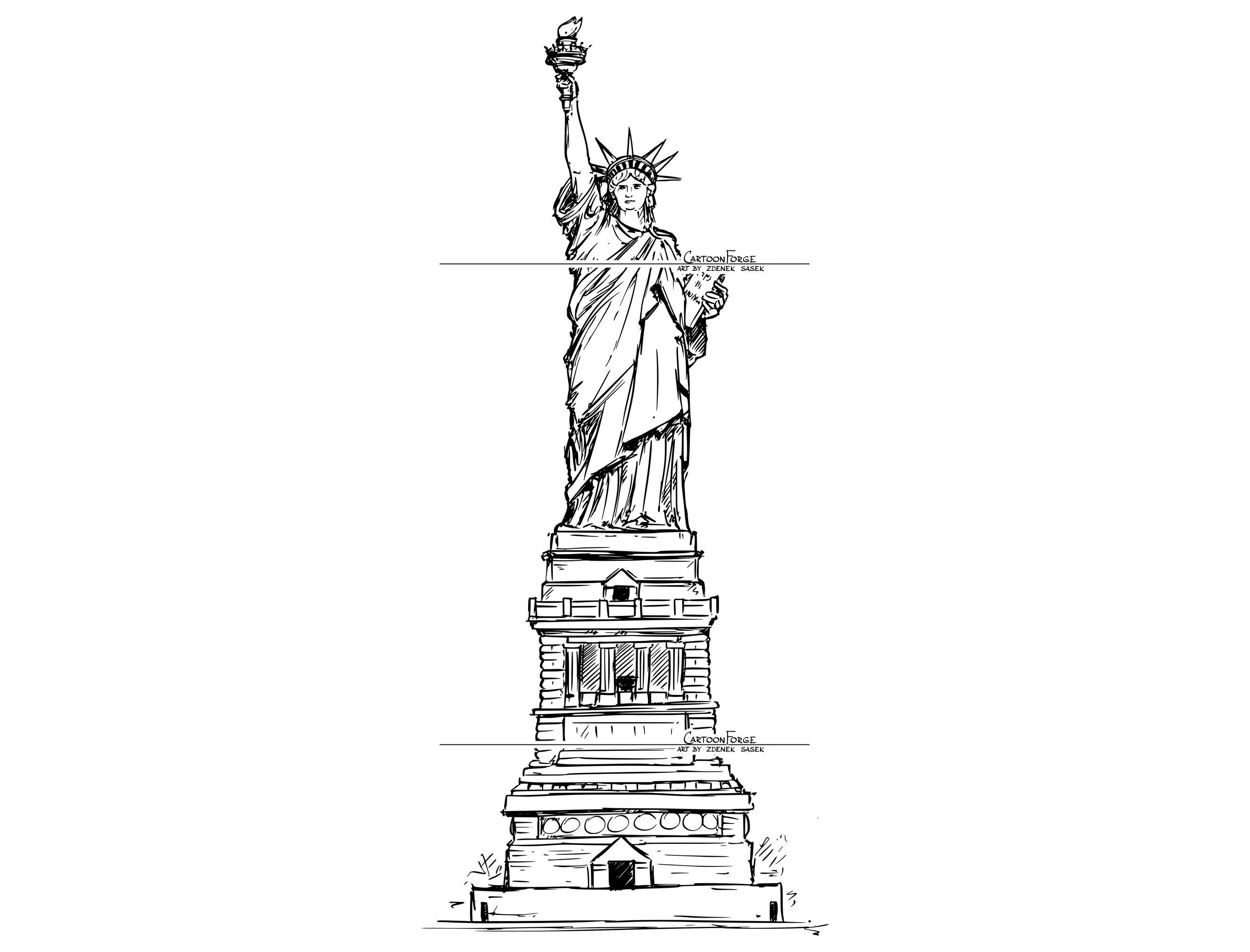 autocollant de dessin animé la statue de la liberté à new york