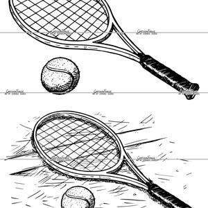 Tennis Racket Drawing: Cartoon Sport Art (Digital Download)