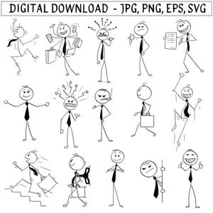 Business Stickman SVG Set, Funny Characters (Digital Download)