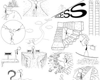 Set di clipart di figure stilizzate, metafore aziendali (download digitale)