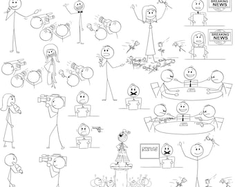 Celebrity And News Stick Figure Clipart: Movie & TV Star Art (Digital Download)