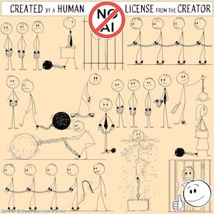 Stick Figure Chains and Prison Clipart: Stickman SVG, PNG, EPS (Digital Download)