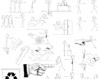 Fired from Work Stick Figure Clipart: Unemployed, Employee, Quit, Job (Digital Download)