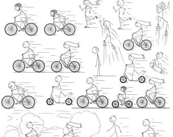 Stick Figure Sport: Roller Inline Skating, Bike Riding, Skateboarding SVG, PNG, EPS (Digital Download)